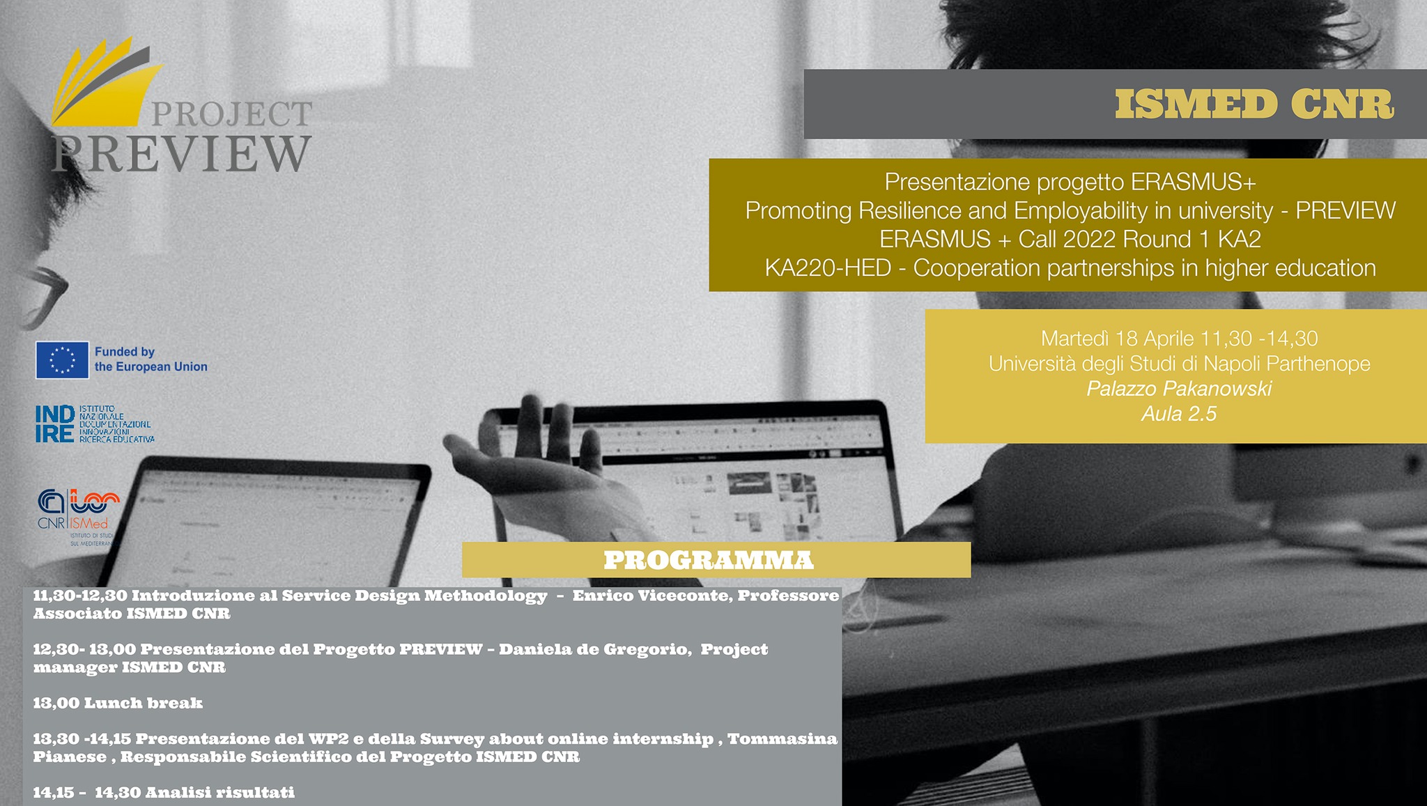 The Preview project presented at Parthenope University in Naples